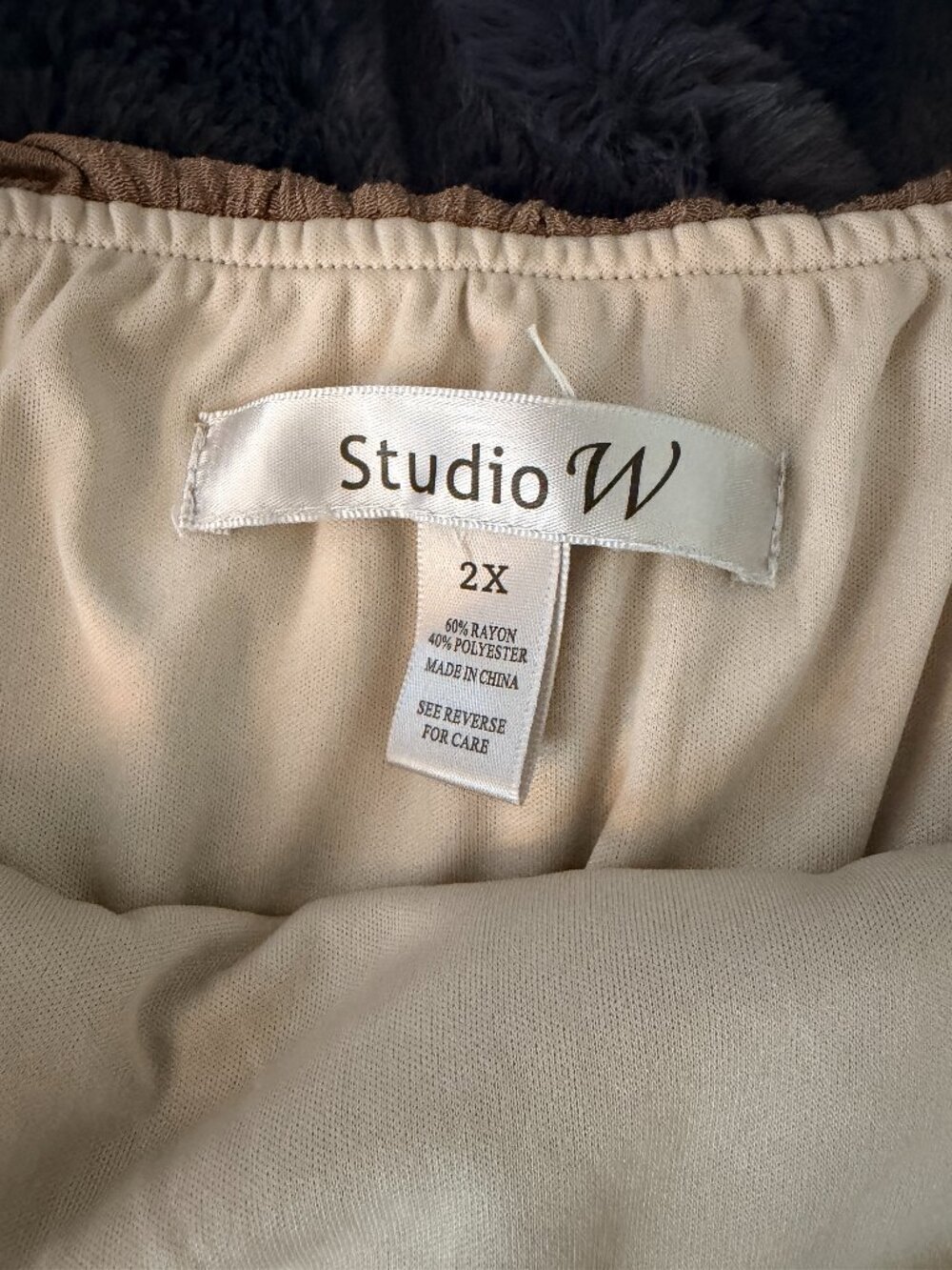 Studio W Tan Linen Blend Ruffle Dress 2X Boho Cottagecore Midi Resortwear Beach - Picture 3 of 10